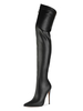 Cuissardes Bottes noires bout pointu zip talon haut Cuissardes pour les femmes