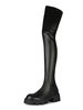 Cuissardes Bottes noires Synthétique bout rond en cuir Cuissardes pour les femmes