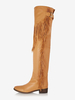 Cuissardes Bottes Plates Au-Dessus Du Genou Pour Femmes Avec Frange Bout Rond Avec Boucle