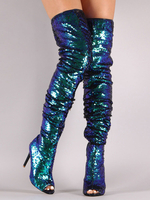Cuissardes Brillantes à talons aigus unicolore