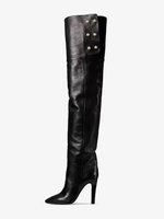 Cuissardes Chaussures Bottes Noires À Bout Pointu Talon Aiguille Femme
