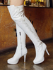Cuissardes chic à talons aigus en Synthétique avec dentelle Zip et dentelle en peluche courte artificielle