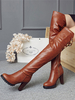 Cuissardes chic à talons épais en Synthétique unicolore Zip en peluche courte artificielle