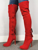 Cuissardes Cuissardes à bout pointu rouges et fermeture éclair à talons hauts