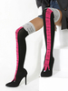 Cuissardes Elastiques Cartoon Colorées à Talons Hauts Femme avec Imprimé animalier avec Bout Pointu Cuissardes Bottes Femme
