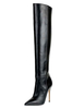 Cuissardes en cuir à talon aigu Bottes noir à Zip