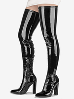 Cuissardes En Cuir À Talons Épais Pour Femmes Chaussures Sexy