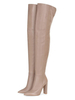 Cuissardes femme abricot en PU talon carré bout pointu