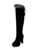 Cuissardes femme hiver noir en micro daim talon haut