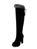 Cuissardes femme hiver noir en micro daim talon haut