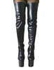 Cuissardes femme noir en PU à zip plateforme talon haut cuissardes audessus de genou