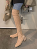 Cuissardes femme nude en cuir synthétique talon carré