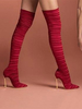 Cuissardes femme talon haut bout pointu en coton polyester