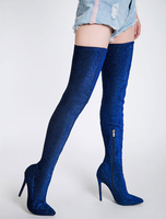 Cuissardes femmes à talons aigus unicolore