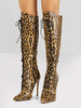 Cuissardes Hautes Au Genou À Lacet Femmes Bottes Hautes À Talons Aiguilles Chics Léopard