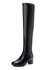 Cuissardes Hautes Femme Hiver à Talons Mi-haut en Cuir Synthétique avec Bout Carré Unicolore Cuissardes Bottes Femme