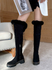 Cuissardes hiver femme noir plates à zip