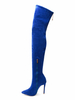Cuissardes Micro Suede Hautes Bout pointu Bleu Talon Aiguille Cuissardes
