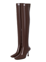 Cuissardes Noir à Talons Hauts Fins Femme à Cuir Synthétique avec Bout Pointu Cuissardes Bottes Femme