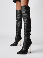 Cuissardes noires à talons hauts et bout pointu cuissardes souples