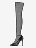 Cuissardes Noires Transparentes En PU Femmes Bout Pointu Bottes Hautes Talon Aiguille