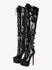 Cuissardes Plate-Forme Sexy Sur Bottes Au Genou Boucle Chaussures Talon Aiguille
