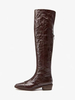 Cuissardes plates au-dessus du genou Bottes hautes à bout pointu pour femmes marron