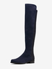 Cuissardes plates pour femmes bottes élastiques en daim chaussures