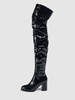 Cuissardes pour femmes bout rond talon épais sur les bottes au genou
