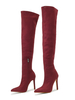 Cuissardes pour femmes; talon aiguille; bout pointu; bottes au genou en micro daim bordeaux supérieur