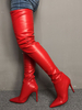 Cuissardes rouge talon haut bout pointu