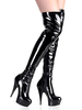 Cuissardes sexy femme talon haut plateforme en cuir vernis