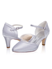Dorsay Chaussures de mariage Satin Silver Round Toe Kitten Heel 2.4 "Chaussures de mariée