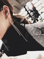 Dangle boucles doreilles argent strass boucles doreilles linéaires