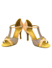 Danse chaussures talon aiguille pailletée deux ton T-Type des femmes personnalisé Ballroom Shoes