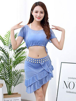 Danse du ventre Costumes Vêtements bébé bleu à volants irréguliers Vêtements de danse du ventre pour les femmes Déguisements Halloween