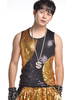 Danse Jazz Costume Gilet Hommes Paillettes Sequin Noir Or Danse Haut Déguisements Halloween