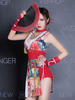 Danse jazz Costume rouge V Neck Top sans manches avec Shorts Costume de danse Déguisements Halloween