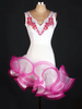 Danse latine Costume fleurs sans manches blanc perlé volant asymétrique danse Costume Déguisements Halloween