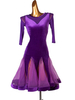 Danse latine Costume Velours Semi Sheer Violet Femmes Lycra Spandex Robe Latin Dancer Dancing Wear Déguisements Halloween