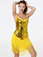 Danse latine costumes femme robe paillettes polyester gland Déguisements Halloween