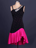 Danse latine robe Design irréguliers sans manches strass volants découpés de Costume de danse latine Bodycon Déguisements Halloween