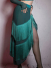 Danse latine robes bleu vert femmes lycra spandex frange irrégulière conception jupe costume de danse Déguisements Halloween