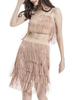 Danse Latine Robes Femmes Abricot Layered Fringe Danse Costume De Danse Déguisements Halloween