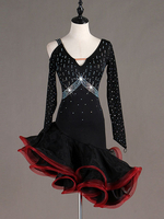Danse latine robes robes femmes perles costume de danse Déguisements Halloween
