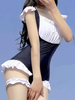 Dark Navy Lolita Outfits Maillot de bain sans manches à volants