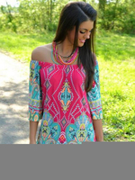 Dashiki Robes Multicolor Shift Dress Imprimer Off Robe de tunique en coton épaule