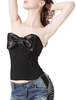 Débardeur féminin bustier noir unicolore avec noeud