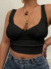 Débardeur noir pour femmes bretelles cou nœuds plissés décontracté épaule ouverte polyester camisoles sexy
