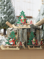 Décoration de fête de Noël en bois Sleigh Noël Ornement Déguisements Halloween